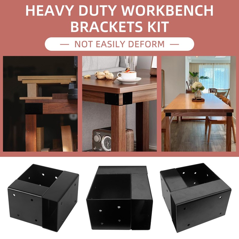 Rasugarlary 4 Pcs Workbench Brackets, 4x4 3-Way Right Angle Corner