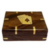 Thorness Elegant Black Wooden Playing Card Box with Brass Accents