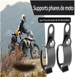 Pack of 2 Motorcycle Turn Signal Brackets, Fits 30-45 mm Front Fork, Scooter, Indicator Brackets, Metal Signal Clamps, Black, Moving Modified Clamp Universal (Black)