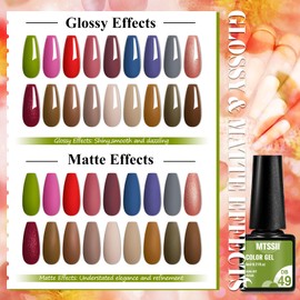 MTSSII Gel Polish 18PCS Gel Nail Polish Set 18 Colors Gel Nail Set Long Lasting Red Blue Brown Soak Off UV/LED Nail Polish Kit Nail Art Holiday Nail Gel Design Salon Home Gifts for Women