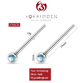Forbidden Body Jewelry 18-20g Surgical Steel 2mm Press Fit CZ Fishtail Custom Bend Nose Stud, Metal, cubic-zirconia