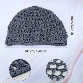 PENTA ANGEL PENTA ANGEL Mesh Crochet Hair Net 2Pcs Elastic Soft Rayon Knit Snoods Hat Sleeping Hair Cap Cover Accessory for Women Girls Long Thick Curly Hair (Gray)