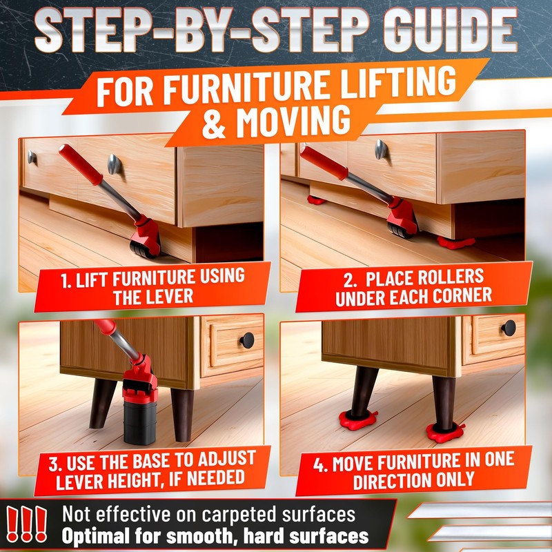 Heavy Furniture Movers with Wheels – Furniture Lifter Tool for