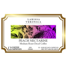Peach Nectarine Medium Roast Decaf Coffee (Single Serve K-Cup Pods) (Gourmet, Naturally Flavored, Whole Coffee Beans) (12 pods, ZIN: 576089)