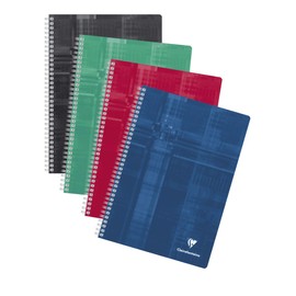 Clairefontaine - Ref 81644C - Wirebound Notebook (90 Sheets) - A4 Size, Squared Ruling, 90gsm Brushed Vellum Paper, Laminated Card Cover - Assorted Colours (Pack of 5)