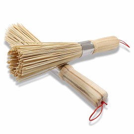 Kyuionty 5 Pack Natural Bamboo Wok Brush, Traditional Kitchen Pan Cleaning Brush, 10-Inch Length