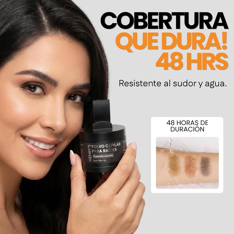 Polvo para Retocar Raíces Henrys Negro 4g – Volumen y