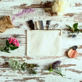 Mr. & Mrs. Panda Skunk Yoga Make-Up Bag, White, Hand Drawn