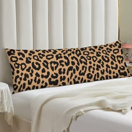 Leopard Body Pillow Cover Wildlife Animal Skin Theme Cheetah Print Long Pillow Case with Zipper Decorative Soft Bedding Pillowcase Farmhouse Cushion Pillow Covers for Couch,Bedroom, 20"x54",Brown