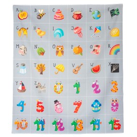 Lalikul Fabrics Alphabet & Numbers. Cotton Charm Packs, Fat Quarters Bundles, 42 Different Motifs. Ideal for Quilts, Sewing, Blankets, and I Spy Games for Kids, 36" x 31" Continuous Panel