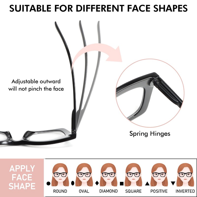 REAVEE Oprah Style Reading Glasses for Women Blue Light Blocking