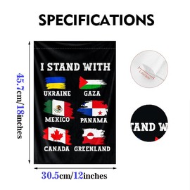 Double Sided I Stand With Canada Greenland Mexico Panama Gaza Ukraine Garden Flag 12x18IN Small Vertical Flag Polyester for Yard Lawn Sign Home Outside Decor (Pattern 9)