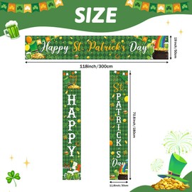 AIBIIN St. Patrick's Day Door Cover Decorations Happy St Patricks Day Door Sign Banner Green Shamrock Saint Patricks Day Hanging Banner for St. Patricks Day Party Decorations Outdoor 35.4 x 70.8 Inch