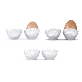 Fiftyeight 6er Eierbecher Set LECKER & OCH BITTE & GLÜCKLICH & HMPFF & KÜSSEND & VERTRÄUMT / weiß