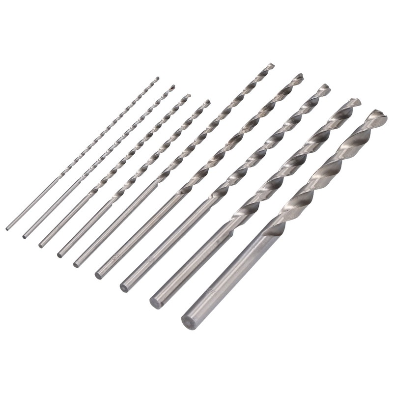 9Pcs Twist Drill Bit Extra Long High Speed Steel Drilling