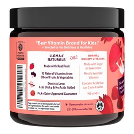 Llama Naturals Llama Naturals Kids Multivitamin Gummies, Vegan, Organic with Vitamin D, C & K, Toddler Real Fruit Gummy Vitamins, Chewable Supplement, Whole Food Multivitamin, No Added Sugar Cane, Strawberry, 90 Ct