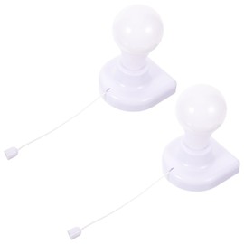 Mobestech 2pcs Stick Up Light Bulb Battery Powered Wireless Wardrobes Pull Cord Bulb Wall Mounted Cabinet Night Light