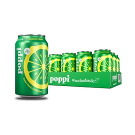 Poppi Sparkling Prebiotic Soda Beverage with Apple Cider Vinegar, Seltzer Water and Fruit Juice, Lemon Lime Flavor, 12 Fl Oz, Pack of 12, Packaging May Vary