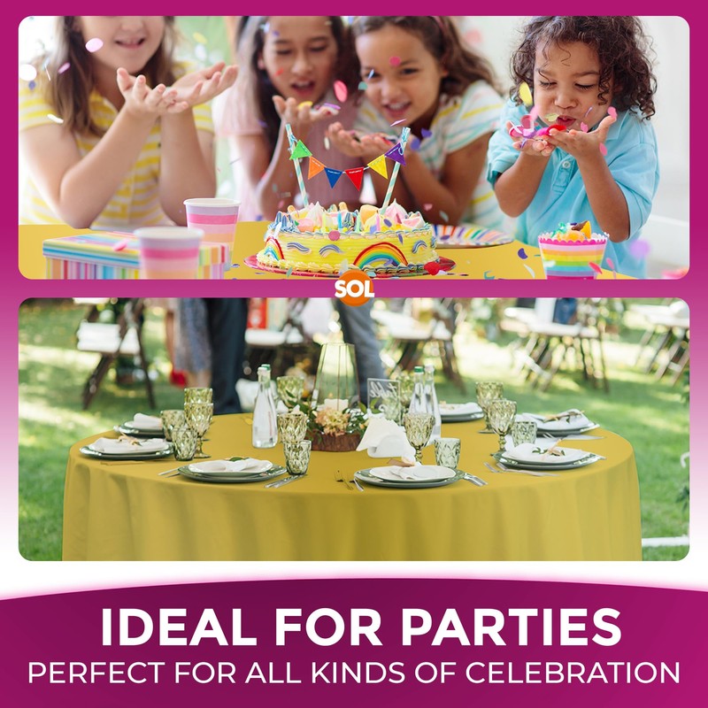 3pk Gold Round Table Cloth Disposable | 140cm Party Round