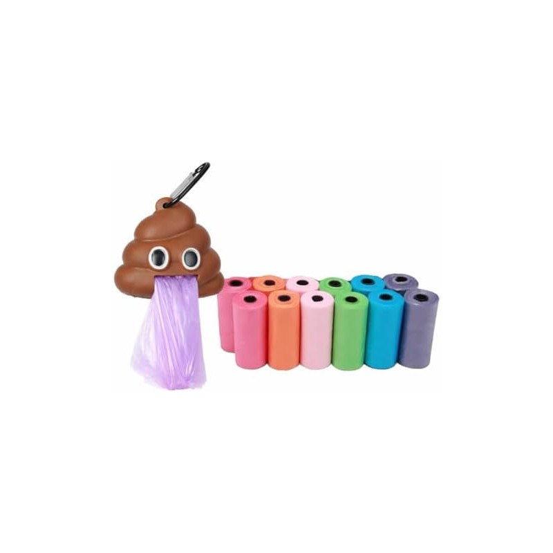 Bolsas para Perro con 12 Rollos Biodegradables con dispensador, Porta