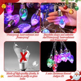 Aurelema 3 Pcs Christmas Snow Globe 6.6ft 10 LED String Light Clear Bulb Christmas Tree String Light with Cute Ornament Vintage Decor Lights for Bedroom Table Party Decor Battery Operated (Multicolor)