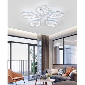 RUTAIDYE LED Ceiling Light Dimmable 60W Crystal Acrylic Chandeliers Ceiling Light 23.6in with Remote Control Ceiling Lamp 5-Leaf Modern Ceiling Lighting for Bedroom Living Room Dining Room Office