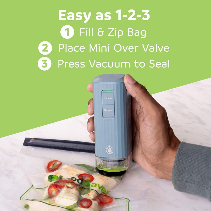 FoodSaver Mini Handheld Vacuum Sealer Machine with Marinate Setting &