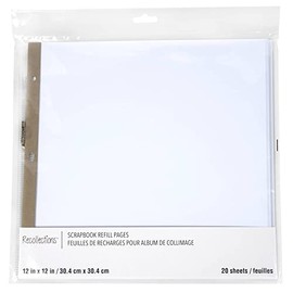 12”; x 12”; White Scrapbook Refill Pages by Recollections™, 20 Sheets