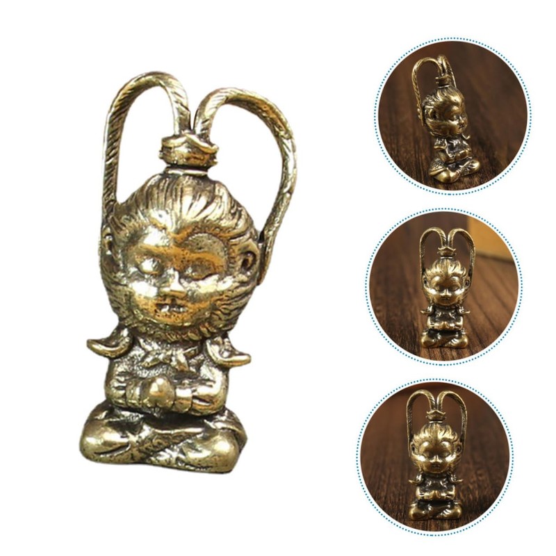 ULTECHNOVO Copper Craft Monkey King Pendant Antique Wukong Hanging Decor