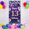 Happy 13th Birthday Backdrop Banner Purple Theme Background with Shiny