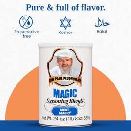 Chef Paul Magic Seasoning Blends Meat Magic | Bold & Savory Steak and Meat Seasoning | Perfect for BBQ, Grilling, and Cooking | All Purpose Seasoning Blend for Poultry, Beef & More | 24 oz (Pack Of 1)