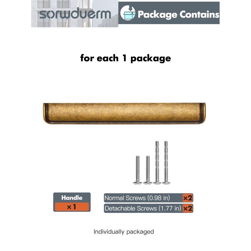 SORWDUERM 5 Pack 6.3 lnch(160mm) Antique Brass Cabinet Cup Pulls