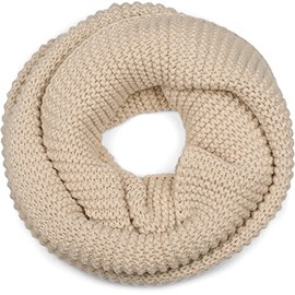 styleBREAKER 01018166 Women's Knitted Loop Scarf Plain with Left Knit Pattern, Warm Winter Knitted Scarf, Tube Scarf, light brown
