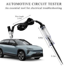 Gasedin Test Light Automotive, Steel 6V DC Vehicle Circuit Voltage Continuity Tester, Probe Electrical Fuse Short Circuit Current Tester Tools with Alligator Clip Design (New-Plastic Tail Cap)