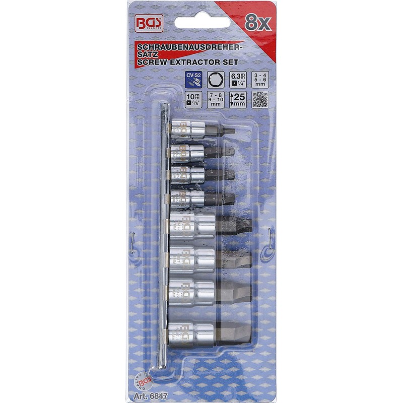 BGS 6847 Schraubenausdreher-Satz | 8-TLG. | Antrieb 6,3 mm für