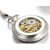 JewelryWe New Silver Roman Numbers Open Face Mechanical Pocket Watch
