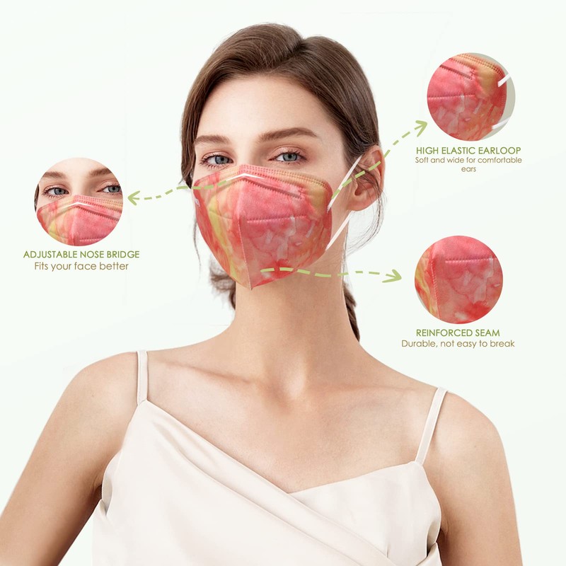 Wecolor KN95 Face Masks 50 Pack 5-Ply Breathable Safety Respirator
