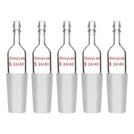 StonyLab Glass Straight Inlet Adapter With 24/40 Male Glass Joint and 10mm Hose Connection Lab Glassware, 5 Packs