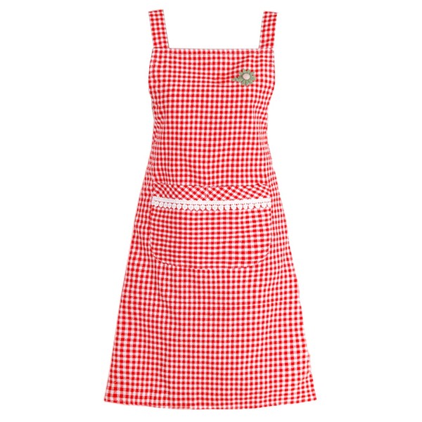 FAIRYGATE Pinafore Apron Adjustable Chef Aprons with Pocket Kitchen Cooking for Women Men Home Baking Gardening BBQ Craft Restaurant Gingham for Men Red A1712