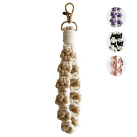 KUDOS Handmade Woven Keychain Wristlet – Stylish Keyring Holder Bracelet Wrist Lanyard for Women Color Brown (Paw Shape)