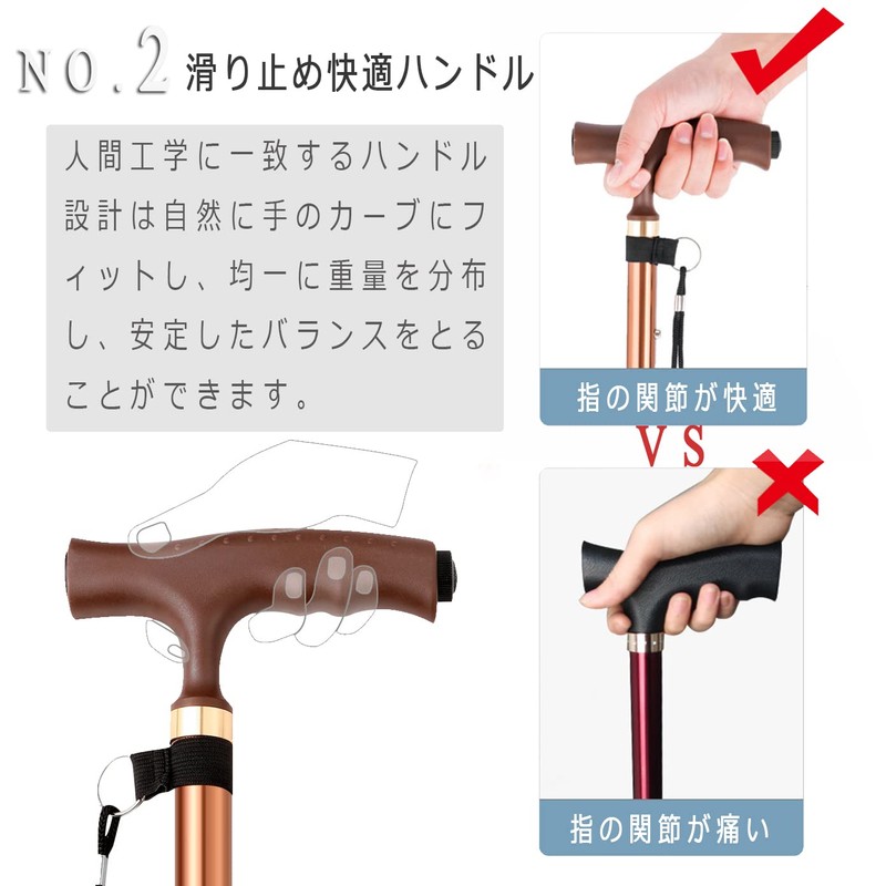 杖 折りたたみ杖 軽量 5段階調整 四本足 介護 歩行補助 転倒防止 長さ調節可能 折り畳み