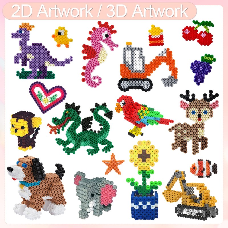 2.6mm Fuse Beads Craft Kit, 26000PCS 48 Colors with Accessories