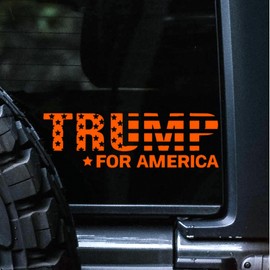 Trump for America Car Decal Sticker, American Flag Trump 2024 Car Decal for Cars, Trucks and Automobiles, Car Decor for Men and Women - Permanent Outdoor Vinyl, 5+ Years (Orange (Gloss))