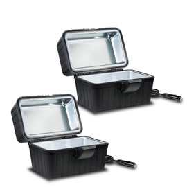 Zento Deals Heating Lunch Box – 12V Portable Mini Electric Warmer for Car Food - Perfect for Outdoors Travelling, Camping - Easy to Clean Insulated Lightweight (a-Black hard) (2pc - Black)