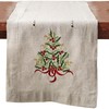 SARO LIFESTYLE 60041.N1654B Holly Collection Christmas Tree Embroidered Table Runner,