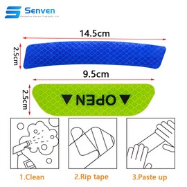 Senven Extended Open Door Car Door Anti-Collision Warning Reflective Stickers, Universal Car Wheel Eyebrow Reflective Waterproof Stickers, Orange and Fluorescent Green, 16 Pieces