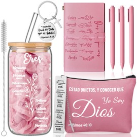 Kosiz 8pcs Spanish Christian Bible Verse Gift Bulk Regalos Cristianos En Español Spiritual Religious Catholic Gifts for Women Friends Female Sister Church Mother's Day(Pink)