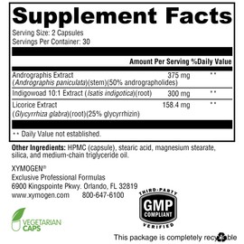 XYMOGEN Viragraphis - Powerful Short-Term Immune Health Support with Andrographis, Licorice Root + Indigowoad - Fast-Acting Cytokine Balance + Immune Support Supplement (60 Capsules)