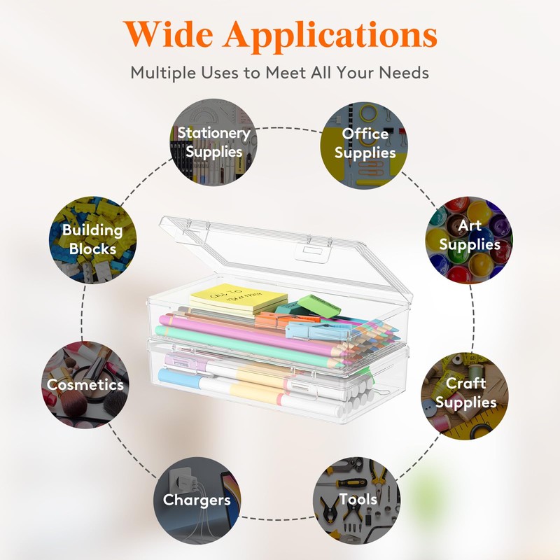 Lifewit Plastic Pencil Box with Snap-tight Lid, Large Capacity Hard