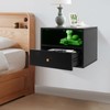 choayun Floating Nightstand with Remote Control LED Lights, Wall Mounted